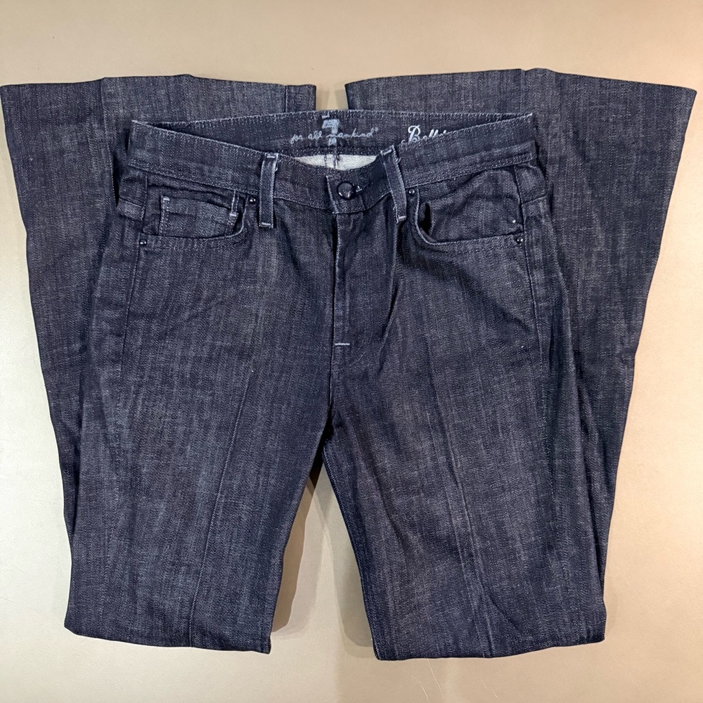 7 For All Mankind Bellbottom Jeans in Dark Blue - Size 27